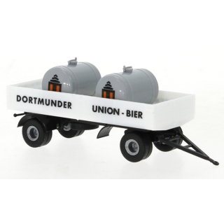 Brekina 1:87 95578 1955 Anhänger Pritsche mit Tanks "Dortmunder Union Bier" - NEU!